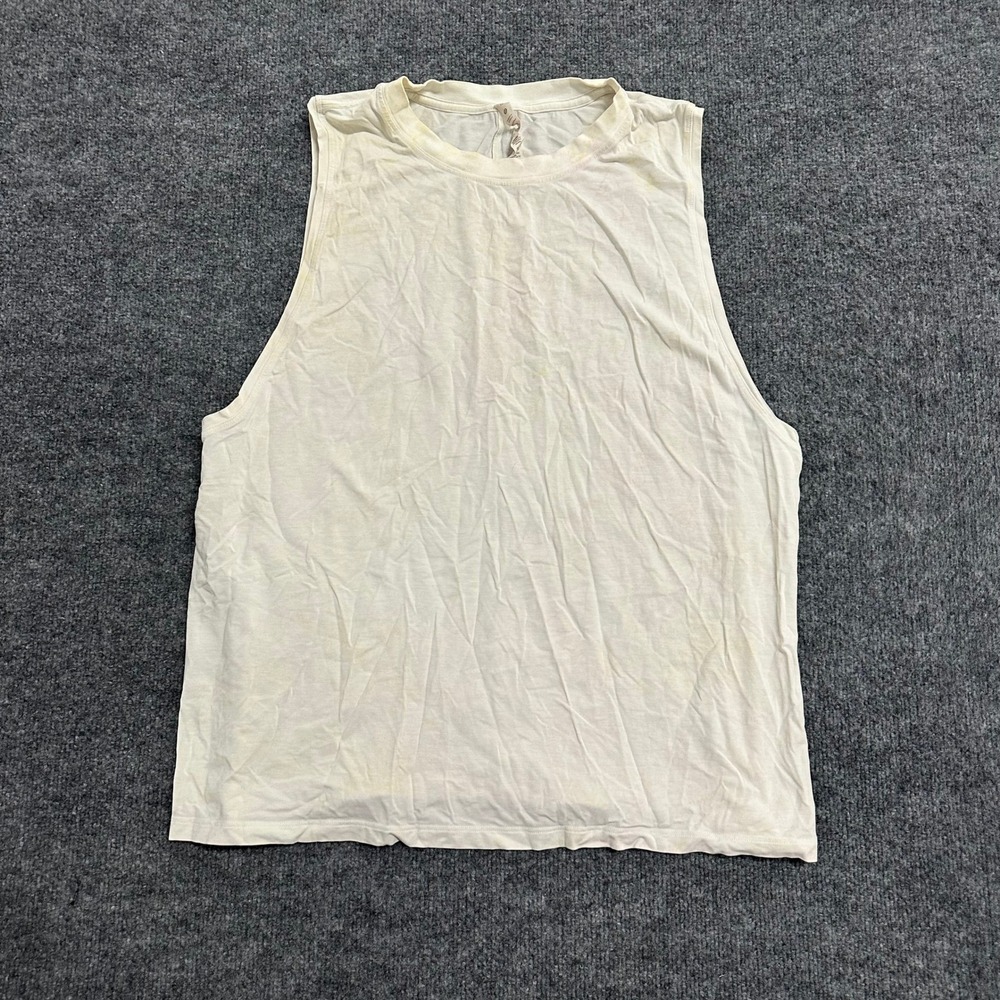 Lululemon Tank Top Womens Size 12 White Pima Cotton Lyocell Relaxed Fit Stained